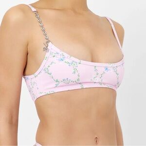 Frankie’s Bikini Womens Pink Dallas Floral fairy tale chain bikini swim XL